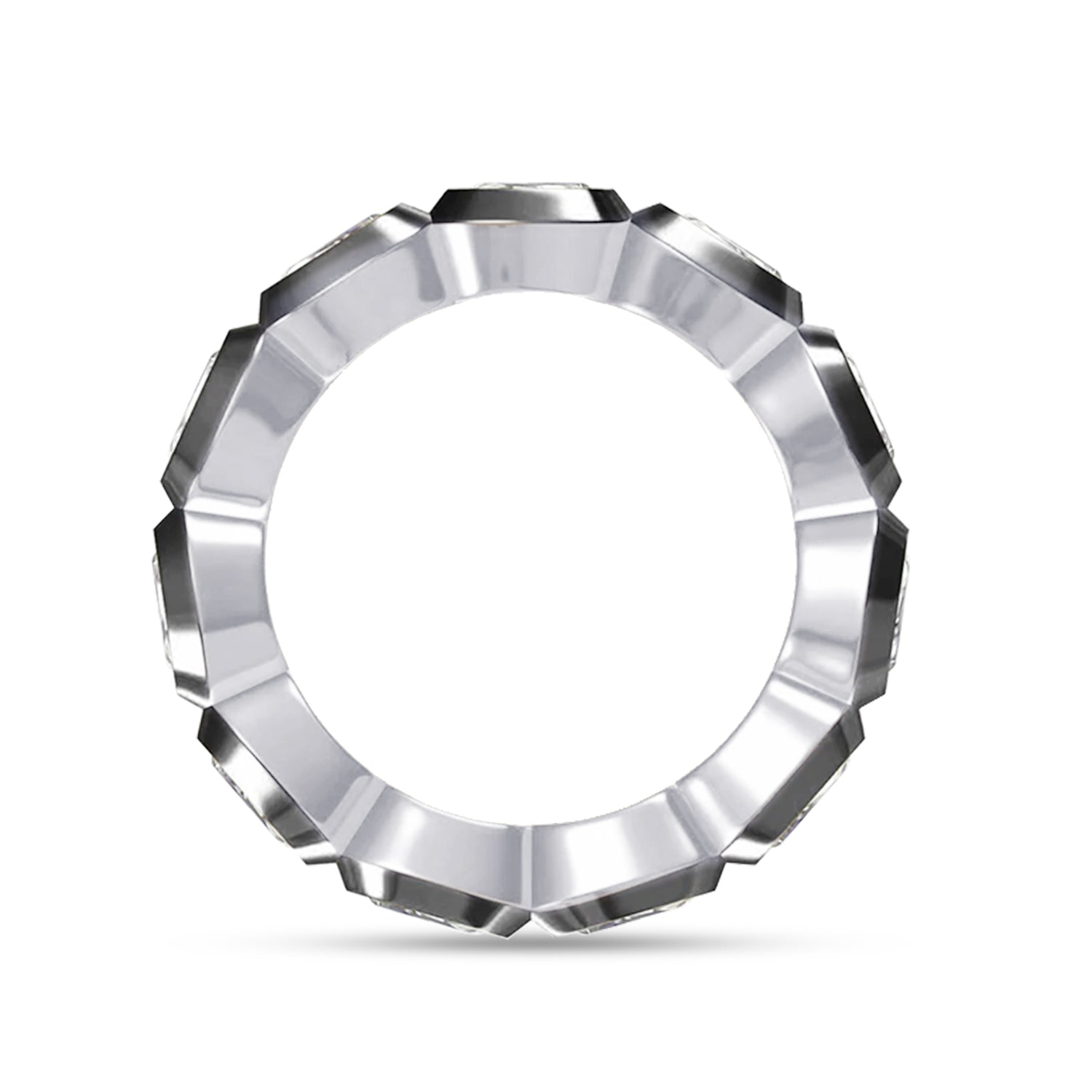 Cushion Shape Lab Created Moissanite Two Tone Eternity Ring