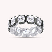 Cushion Shape Lab Created Moissanite Two Tone Eternity Ring