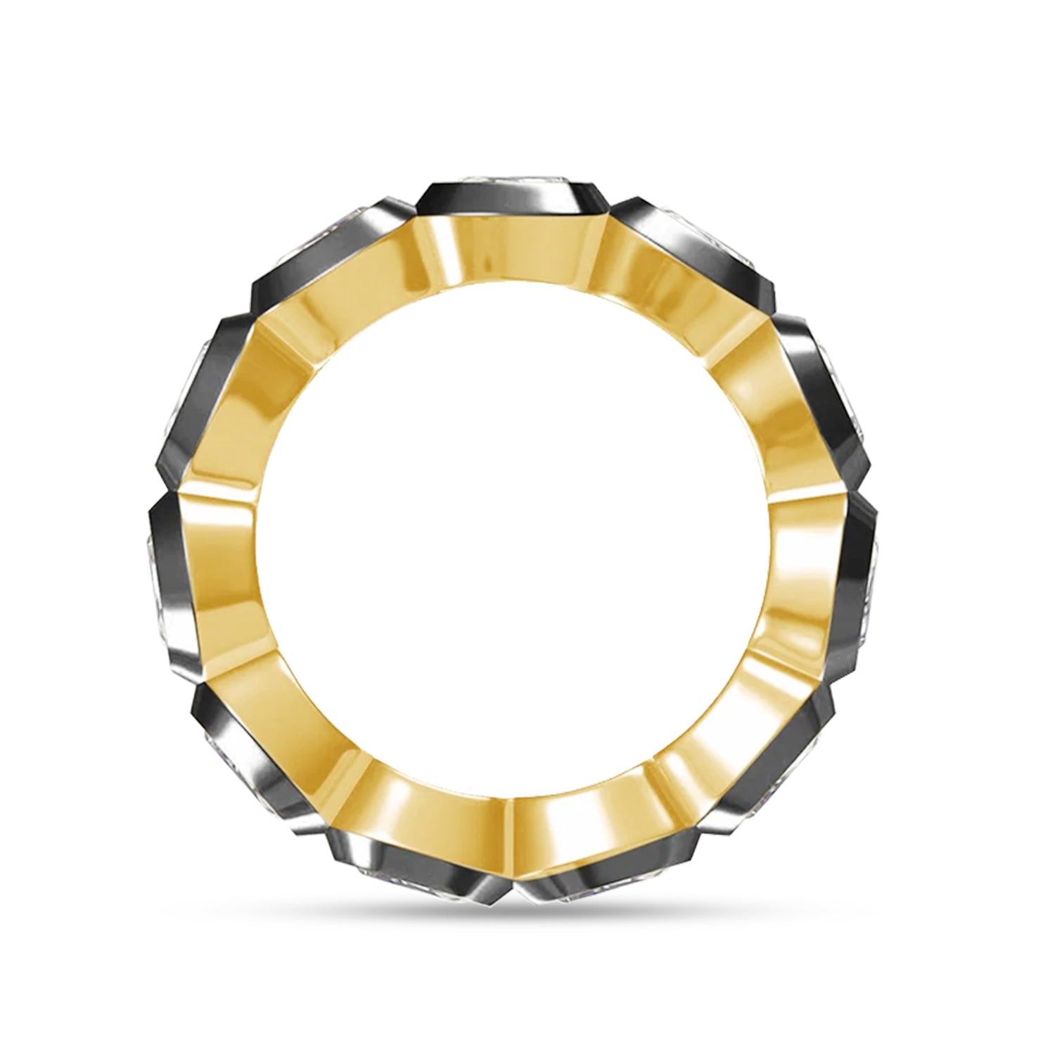 Cushion Shape Lab Created Moissanite Two Tone Eternity Ring