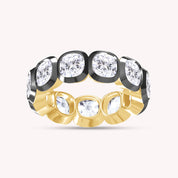 Cushion Shape Lab Created Moissanite Two Tone Eternity Ring