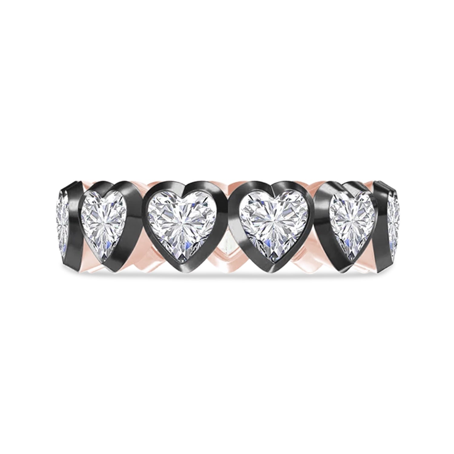 Heart Shape Lab Created Moissanite Two Tone Full Eternity Ring