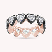 Heart Shape Lab Created Moissanite Two Tone Full Eternity Ring