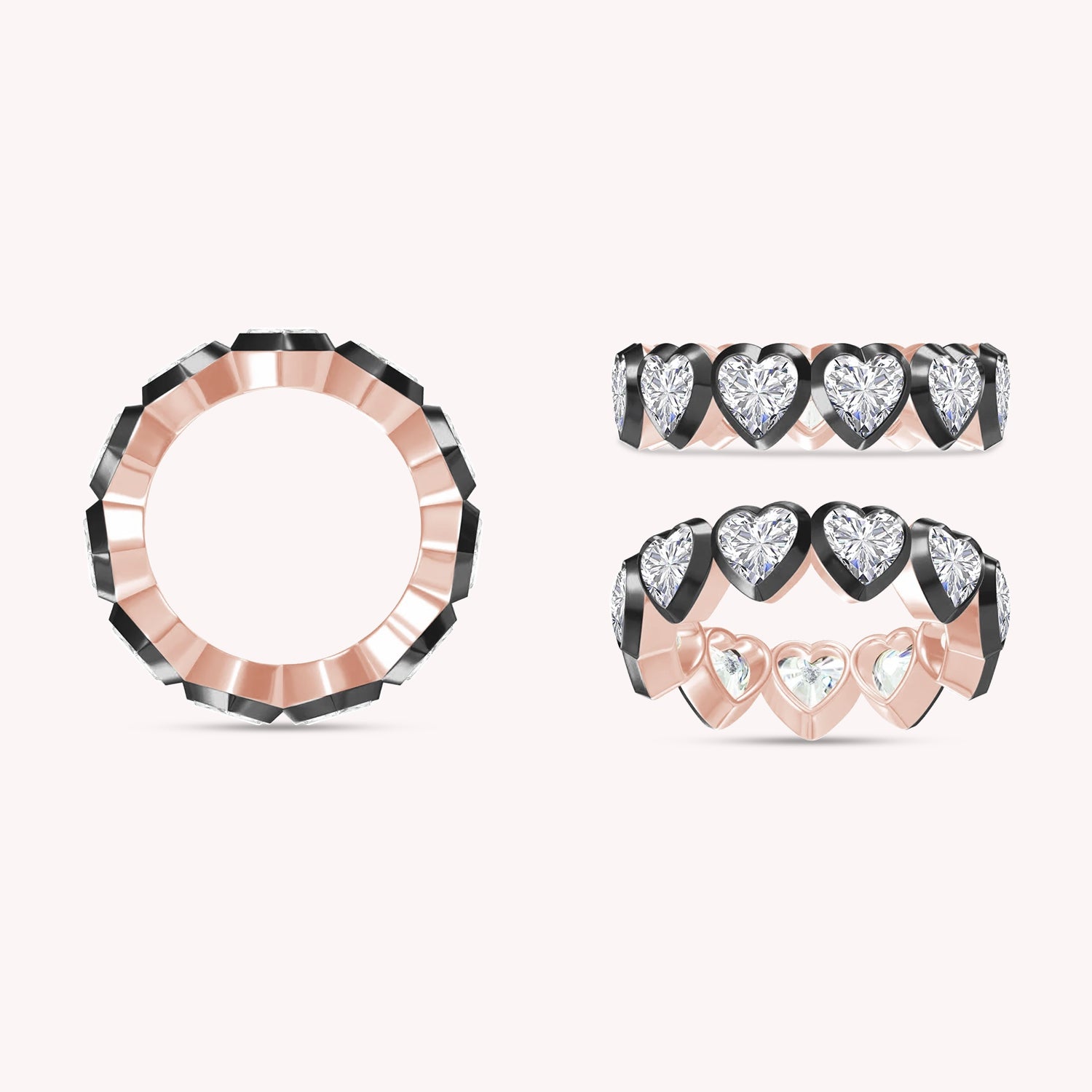 Heart Shape Lab Created Moissanite Two Tone Full Eternity Ring