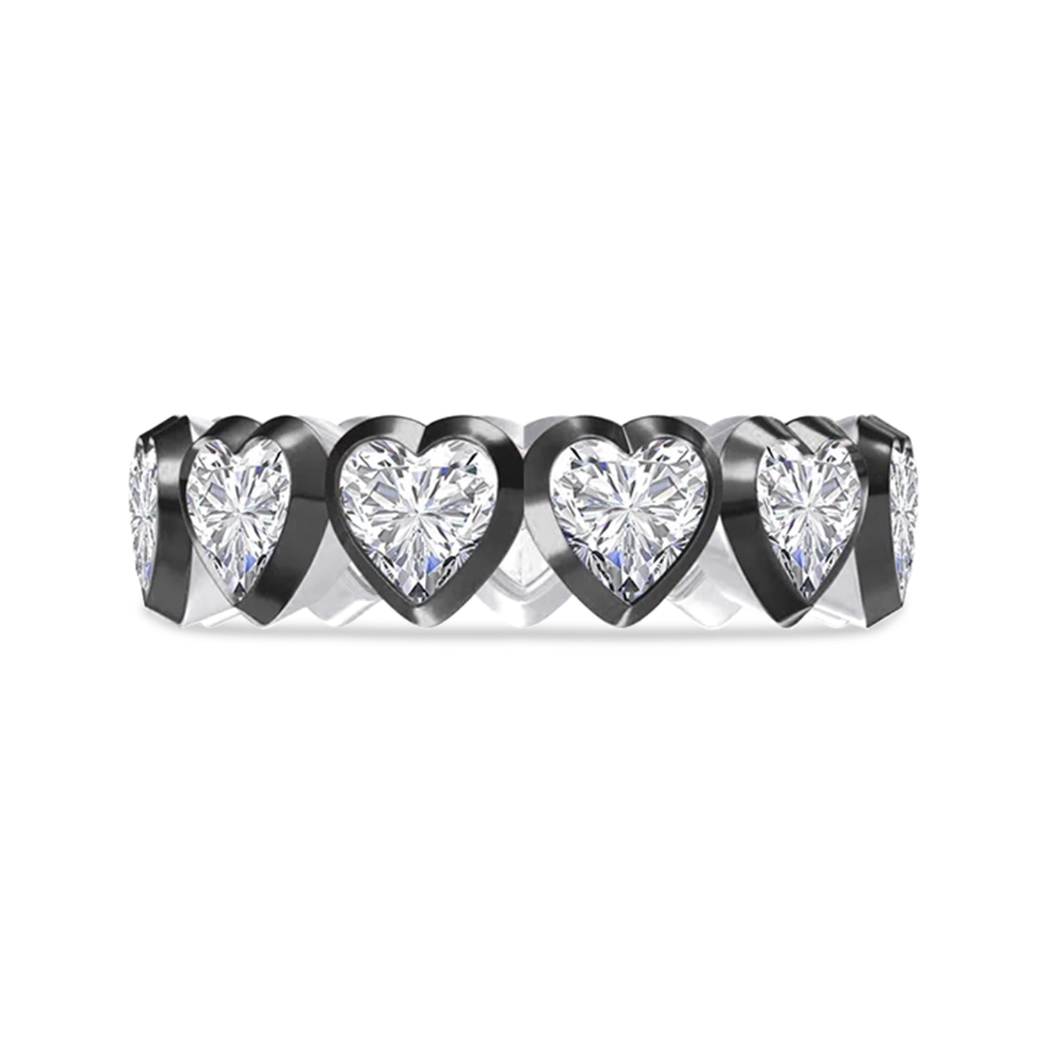 Heart Shape Lab Created Moissanite Two Tone Full Eternity Ring