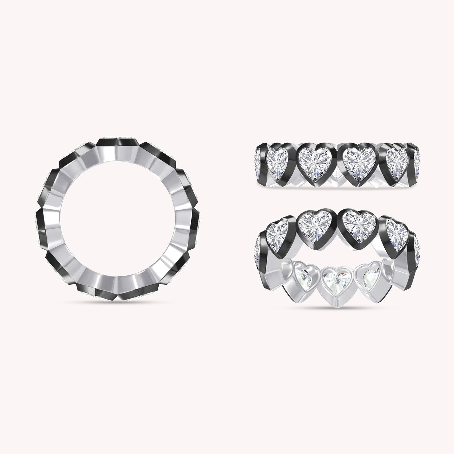 Heart Shape Lab Created Moissanite Two Tone Full Eternity Ring