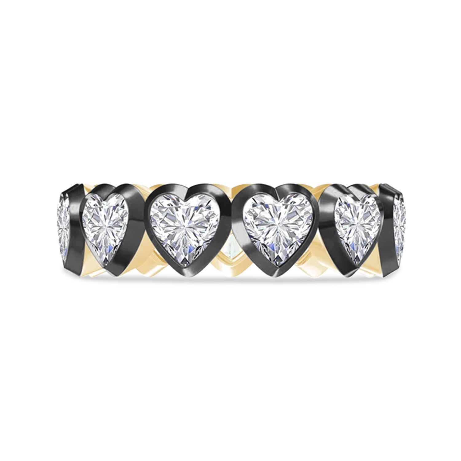 Heart Shape Lab Created Moissanite Two Tone Full Eternity Ring
