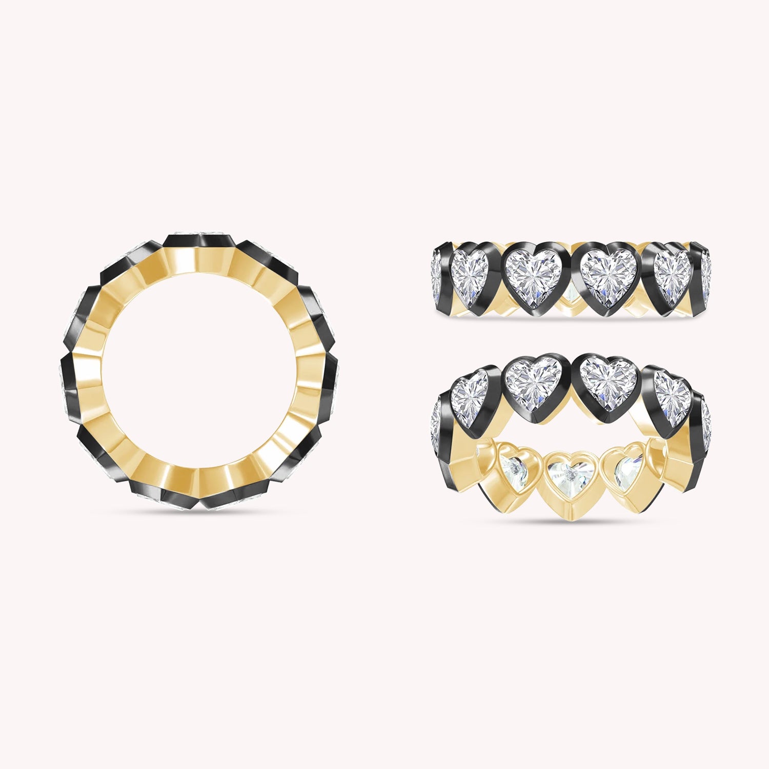 Heart Shape Lab Created Moissanite Two Tone Full Eternity Ring