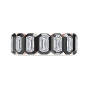 Two Tone Emerald Cut White Cubic Zirconia Eternity Promise Ring