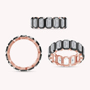 Emerald Cut Lab Created Moissanite Two Tone Full Eternity Promise Ring
