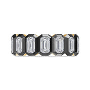 Two Tone Emerald Cut White Cubic Zirconia Eternity Promise Ring