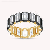 Two Tone Emerald Cut White Cubic Zirconia Eternity Promise Ring