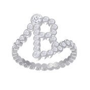 Bubble Round Lab Created Moissanite Initial Letter Ring