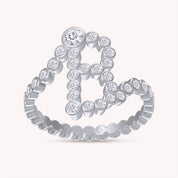 Bubble White Cubic Zirconia Initial Letter Ring