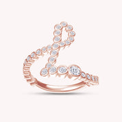 Bubble White Cubic Zirconia Initial Letter Ring