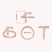 Bubble White Cubic Zirconia Initial Letter Ring