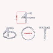 Initial Letter "F" Alphabet Lab Grown Diamond Bezel Set Promise Ring