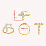 Bubble White Cubic Zirconia Initial Letter Ring