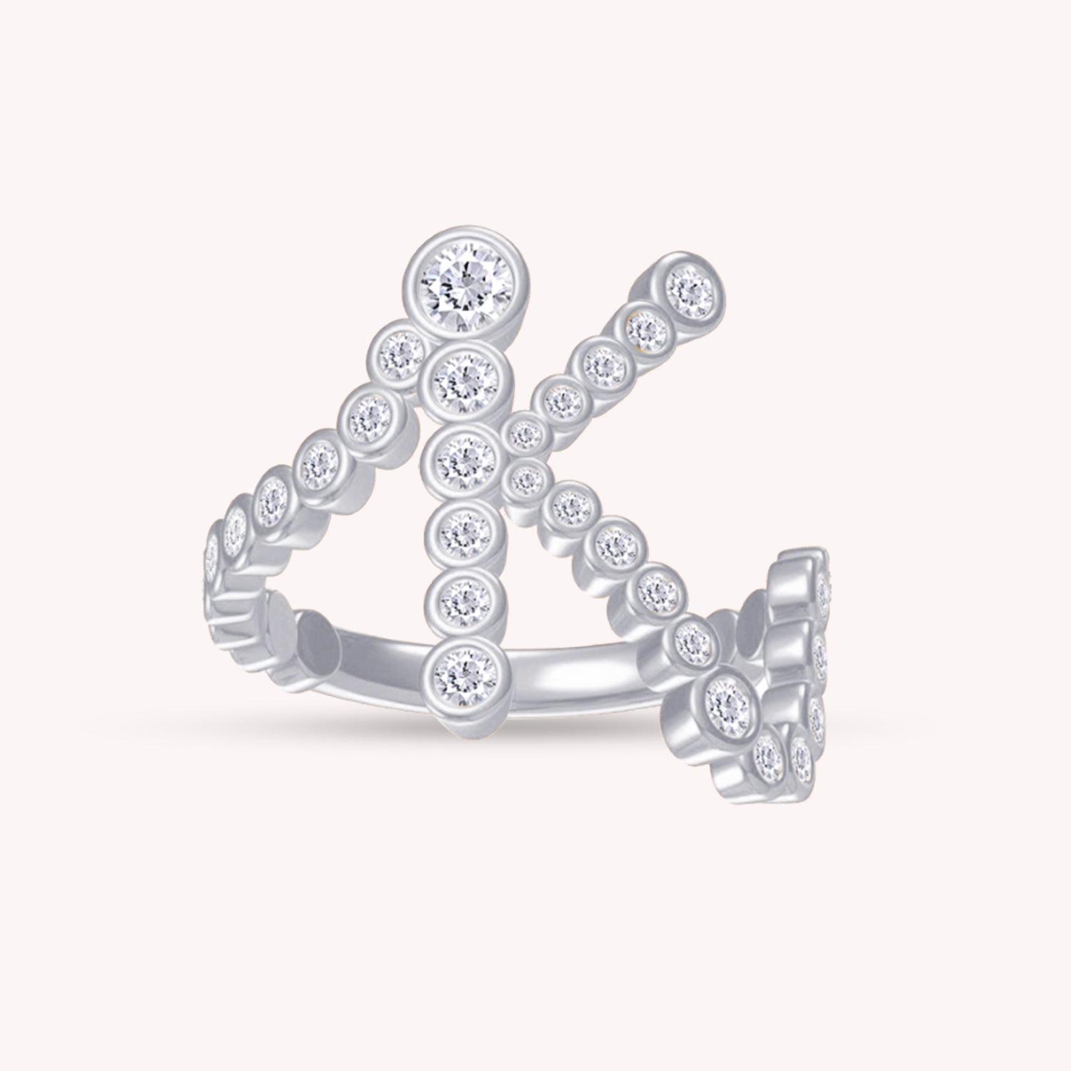 Bubble White Cubic Zirconia Initial Letter Ring