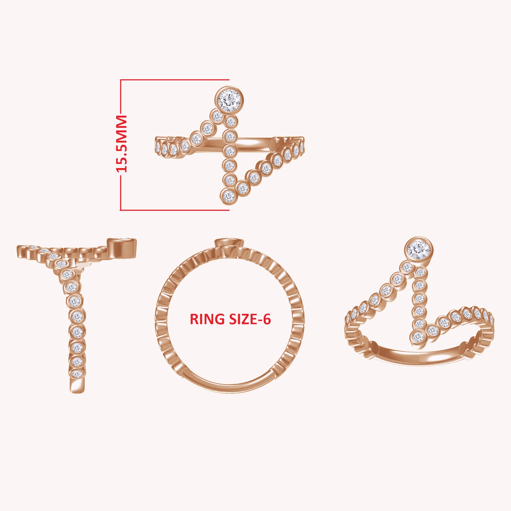 Initial Letter "I" Alphabet Lab Created Moissanite Bezel Set Promise Ring