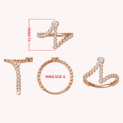 Initial Letter "I" Alphabet Lab Grown Diamond Bezel Set Promise Ring