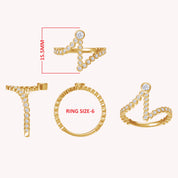 Initial Letter "I" Alphabet Lab Grown Diamond Bezel Set Promise Ring