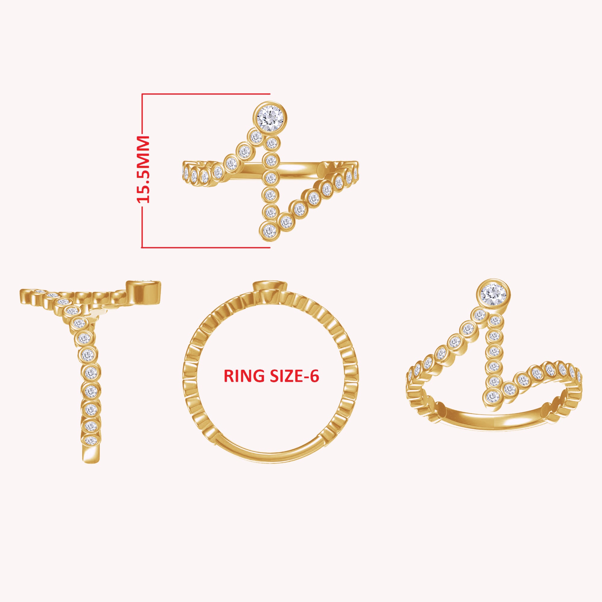 Initial Letter "I" Alphabet Lab Grown Diamond Bezel Set Promise Ring