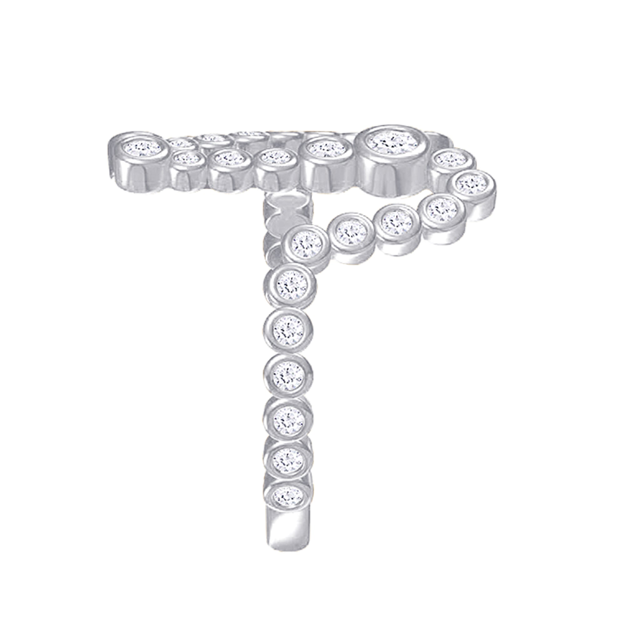 Initial Letter "N" Alphabet Lab Grown Diamond Bezel Set Promise Ring