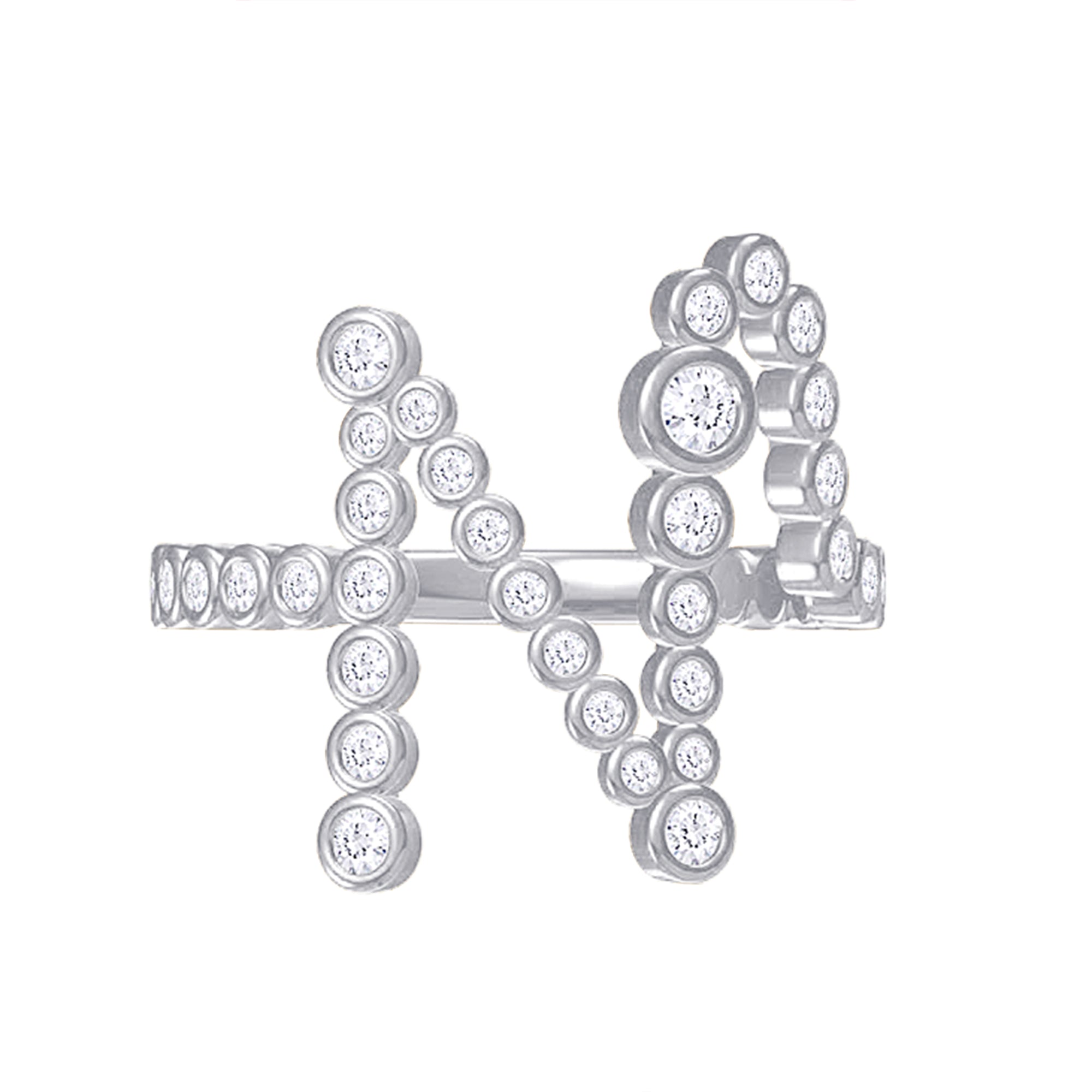 Initial Letter "N" Alphabet Lab Grown Diamond Bezel Set Promise Ring