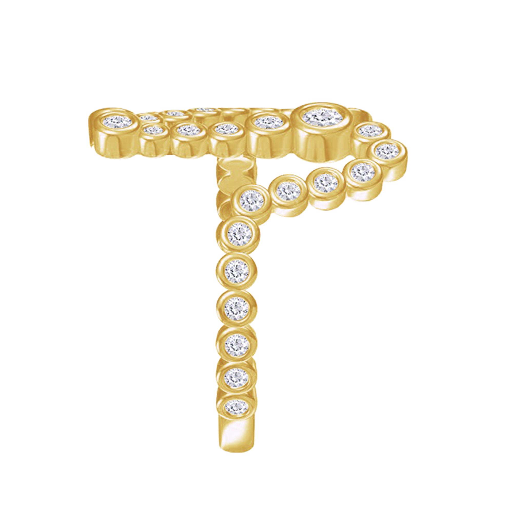 Initial Letter "N" Alphabet Lab Grown Diamond Bezel Set Promise Ring