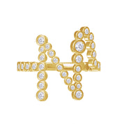 Initial Letter "N" Alphabet Lab Grown Diamond Bezel Set Promise Ring