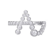 Bubble White Cubic Zirconia Initial Letter Ring