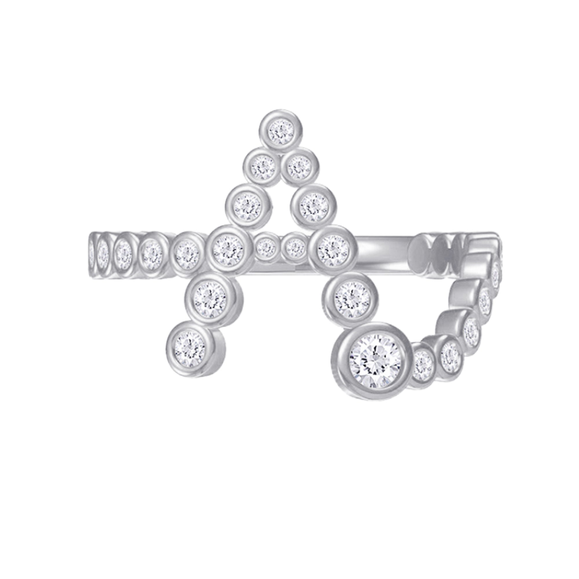 Bubble White Cubic Zirconia Initial Letter Ring