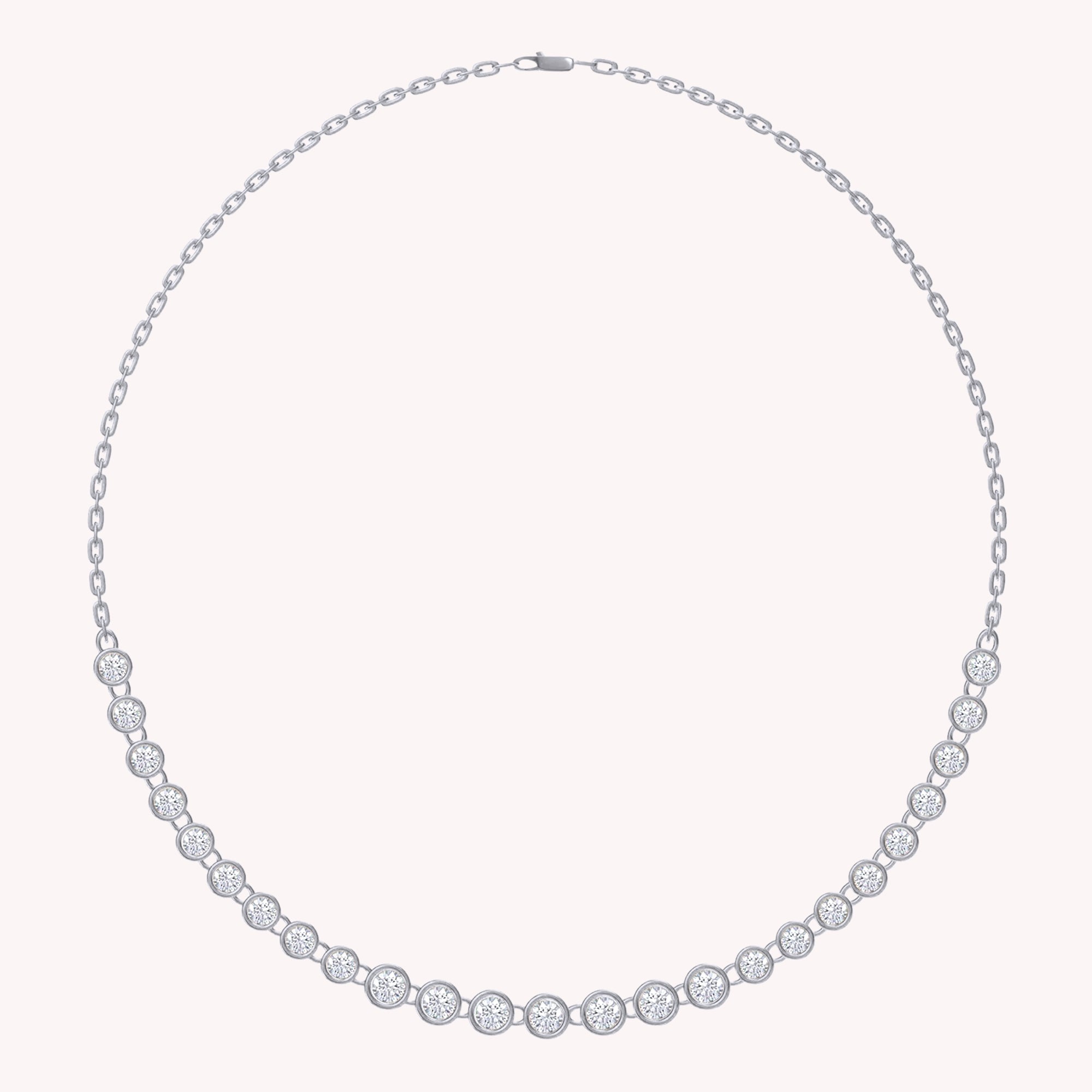 7.40 Cttw Lab Created Moissanite Bezel Set Link Chain Necklace