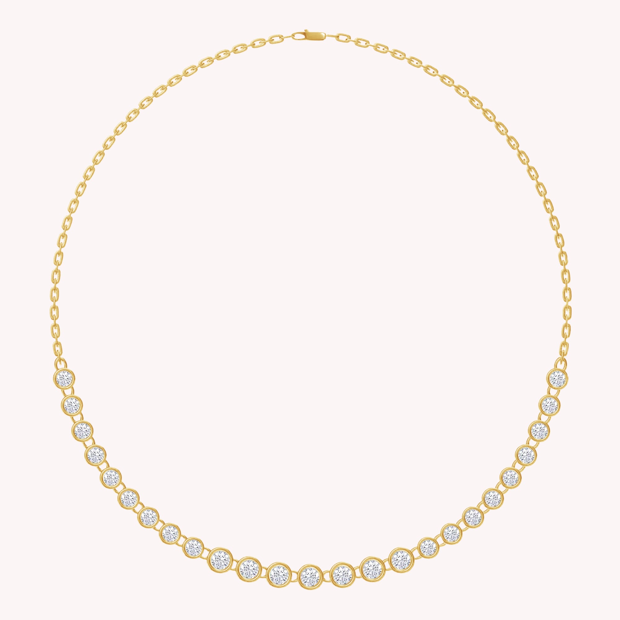 7.40 Cttw Lab Created Moissanite Bezel Set Link Chain Necklace