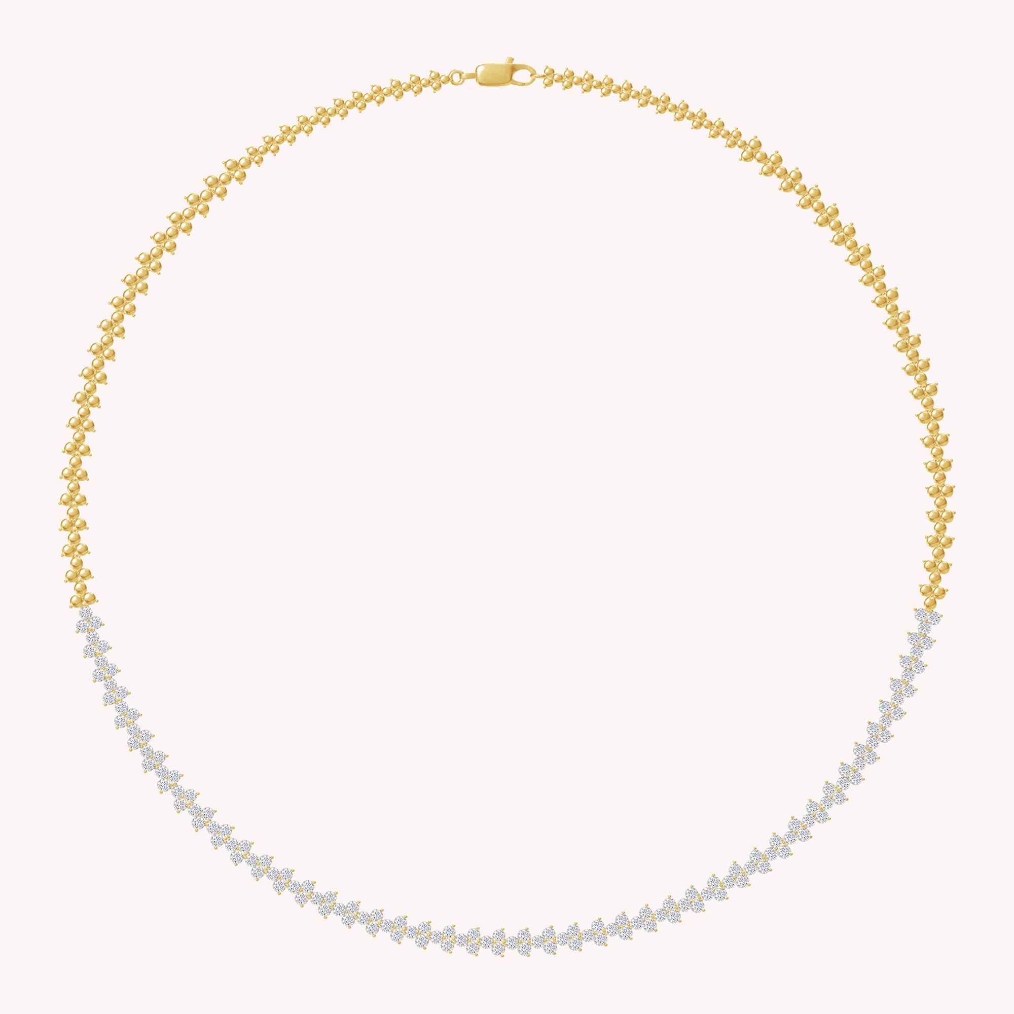 4 Carat Round Shape Lab Created Moissanite Diamond 4.4MM Width Link Chain Necklace For Women In 925 Sterling Silver & 10K Or 14K Solid Gold (4.00 Cttw)