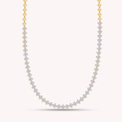 4 Carat Round Shape Lab Created Moissanite Diamond 4.4MM Width Link Chain Necklace For Women In 925 Sterling Silver & 10K Or 14K Solid Gold (4.00 Cttw)
