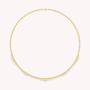 KIN Necklace with Bead Chain In White Cubic Zirconia