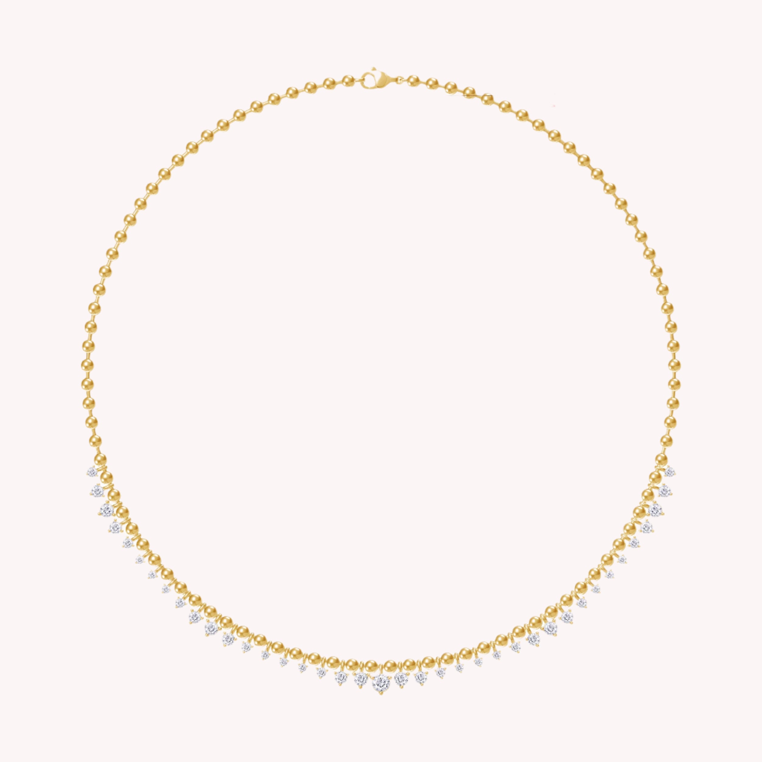 KIN Necklace with Bead Chain In White Cubic Zirconia