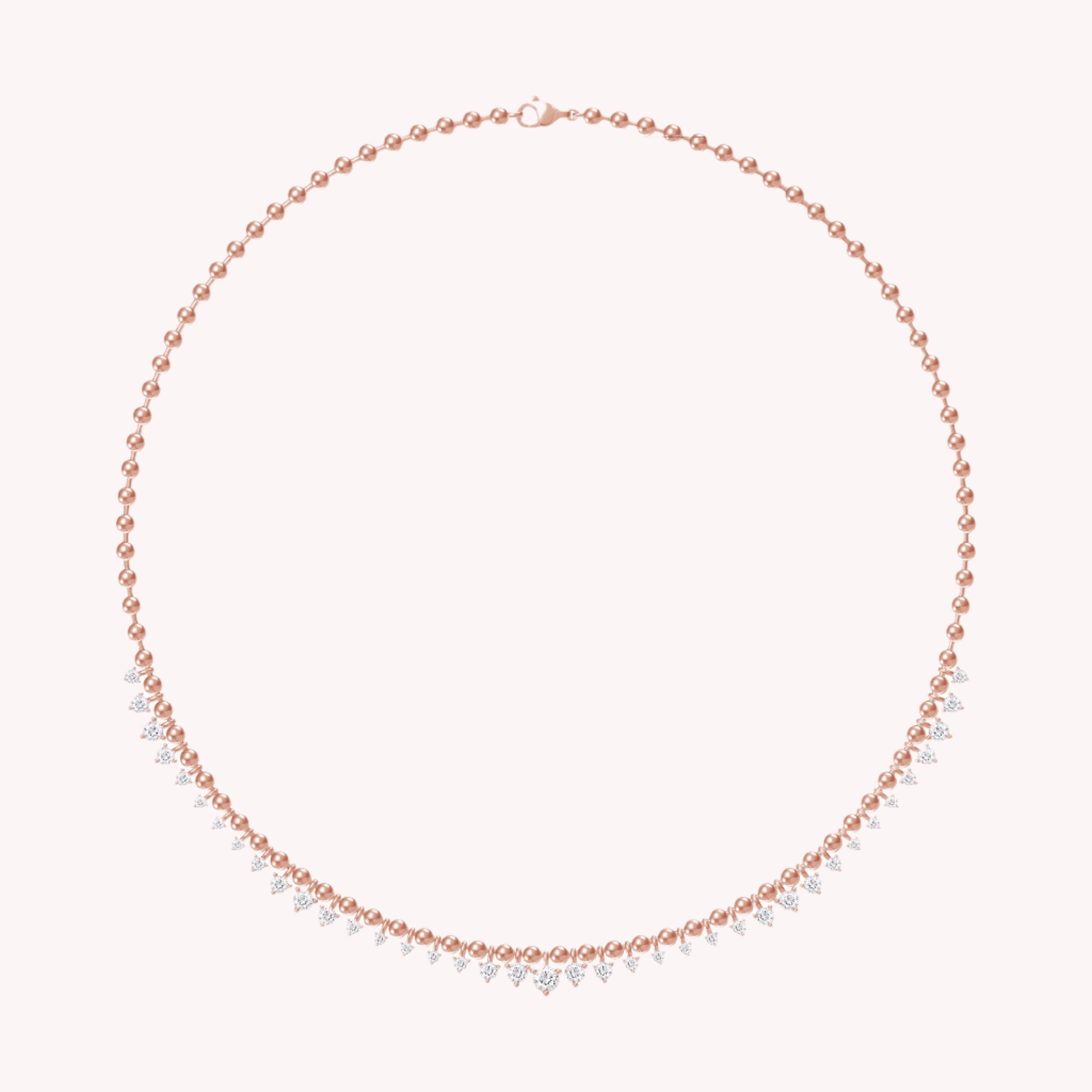 KIN Necklace with Bead Chain In White Cubic Zirconia
