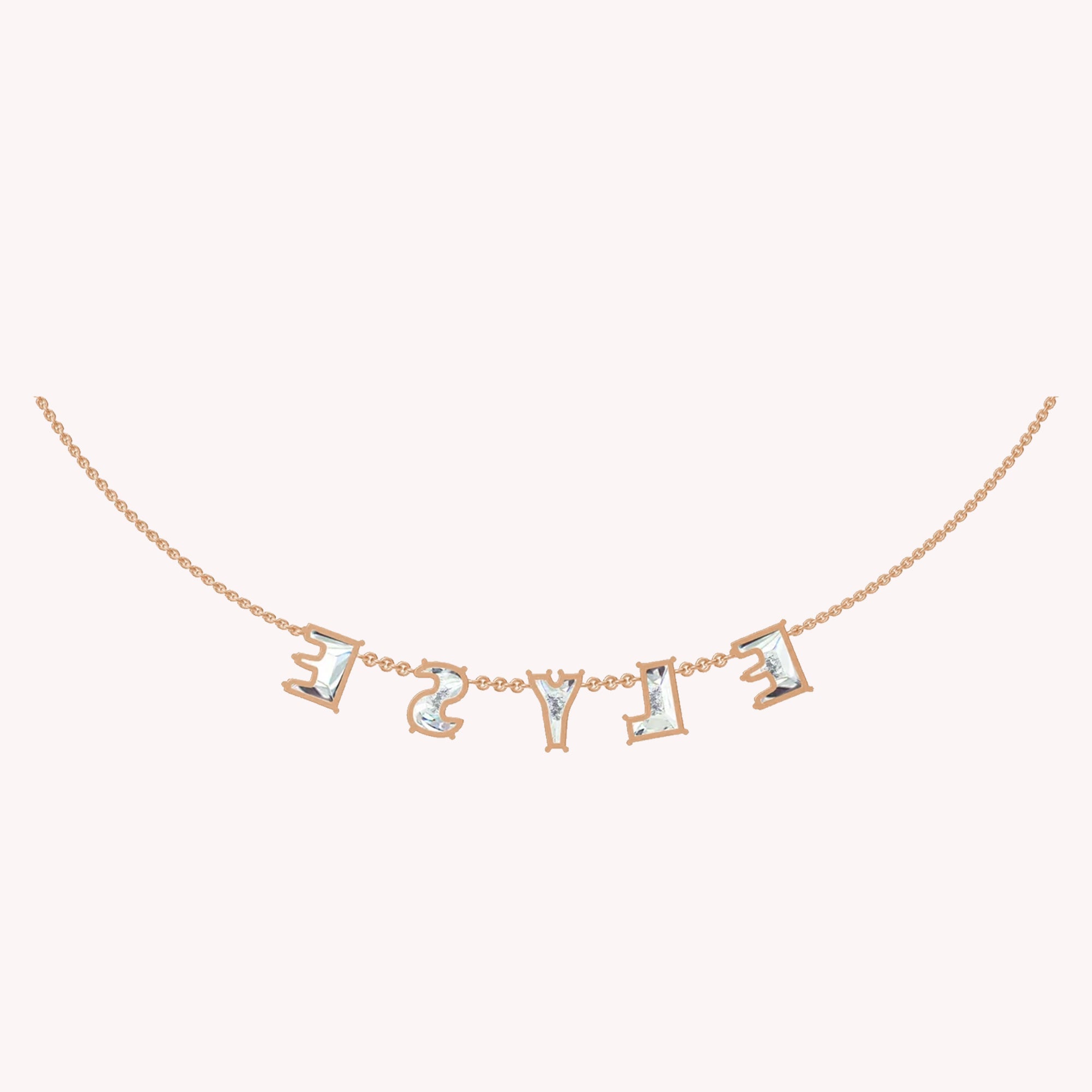 Personalized Name " ELYSE " Chain Necklace In Lab Created Moissanite