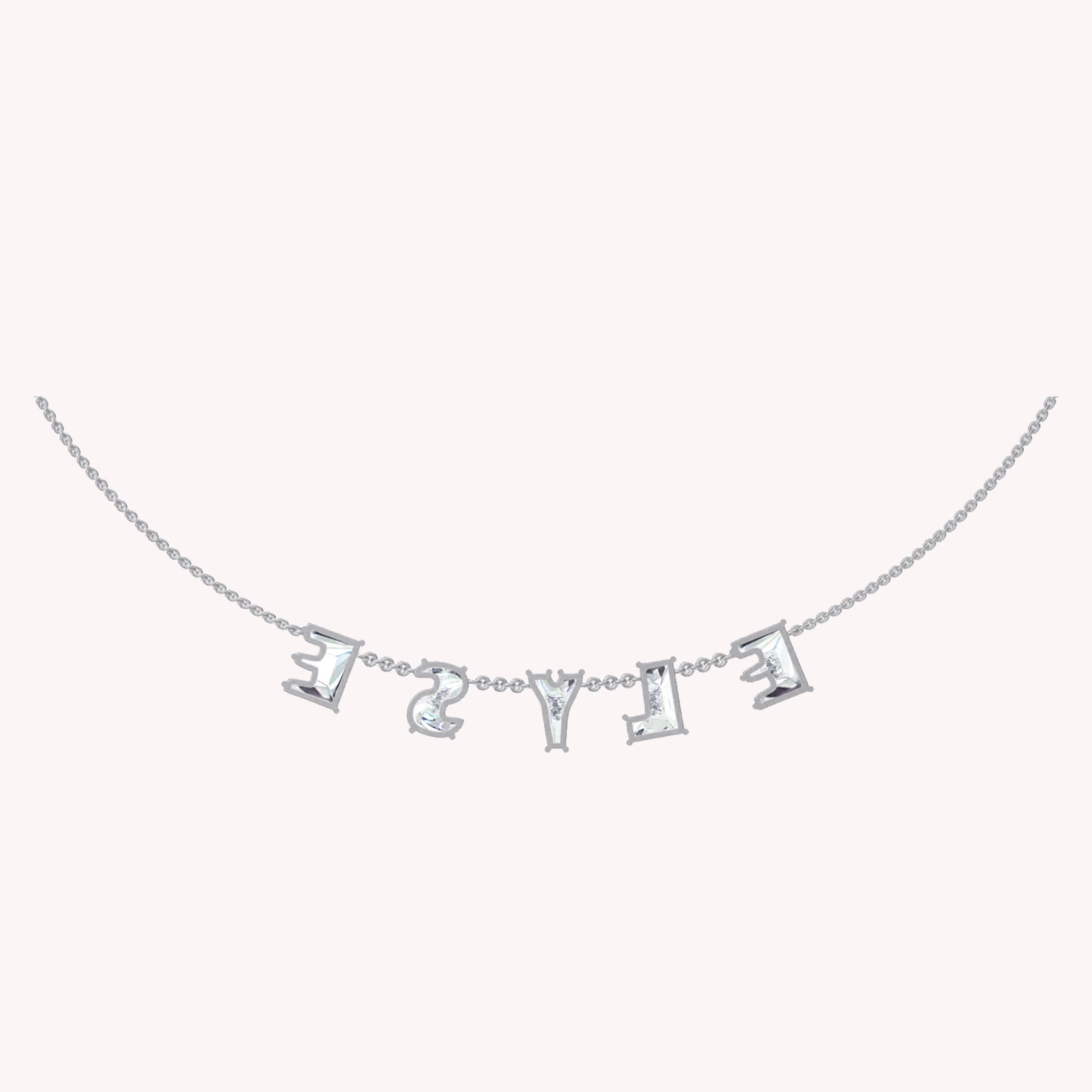 Personalized Name " ELYSE " Chain Necklace In Lab Created Moissanite