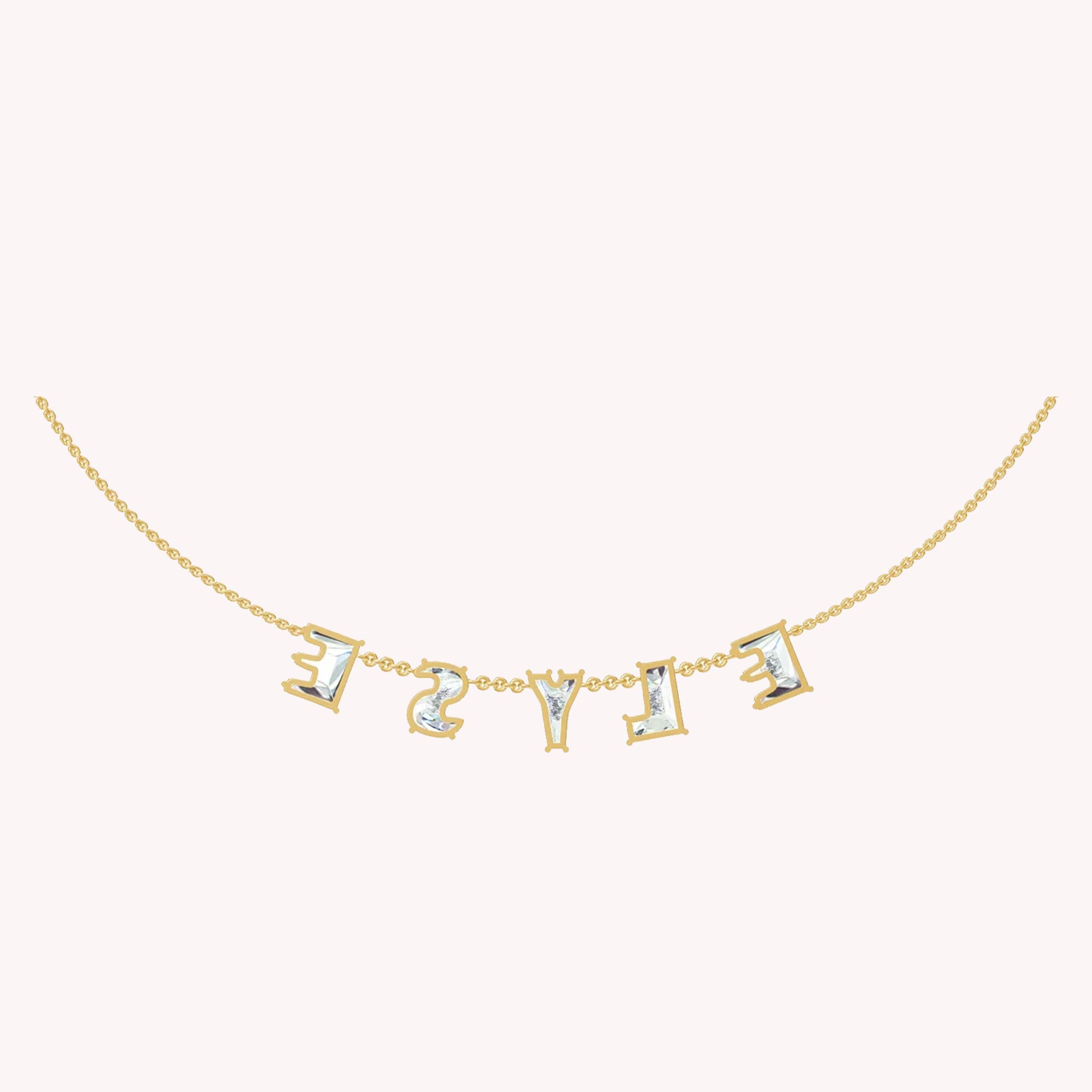 Personalized Name " ELYSE " Chain Necklace In Lab Created Moissanite