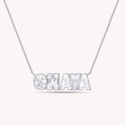 Personalized Name " CHAYA " Chain Necklace In Lab Created Moissanite