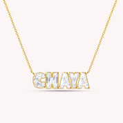 Personalized Name " CHAYA " Chain Necklace In Lab Created Moissanite
