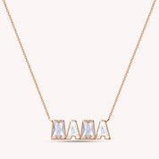 Personalized Name " MAMA " Chain Necklace In Lab Created Moissanite