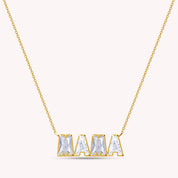 Personalized Name " MAMA " Chain Necklace In Lab Created Moissanite