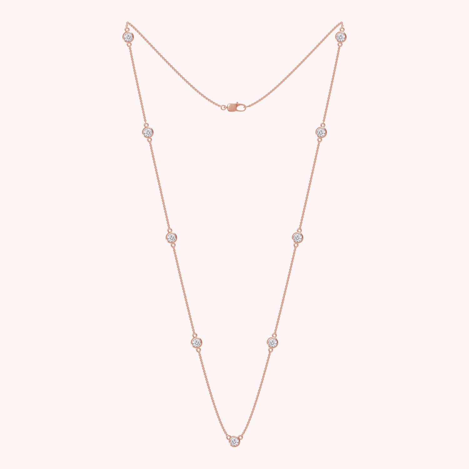 Lab Grown Diamond Bezel Set Yard Station Chain Necklace