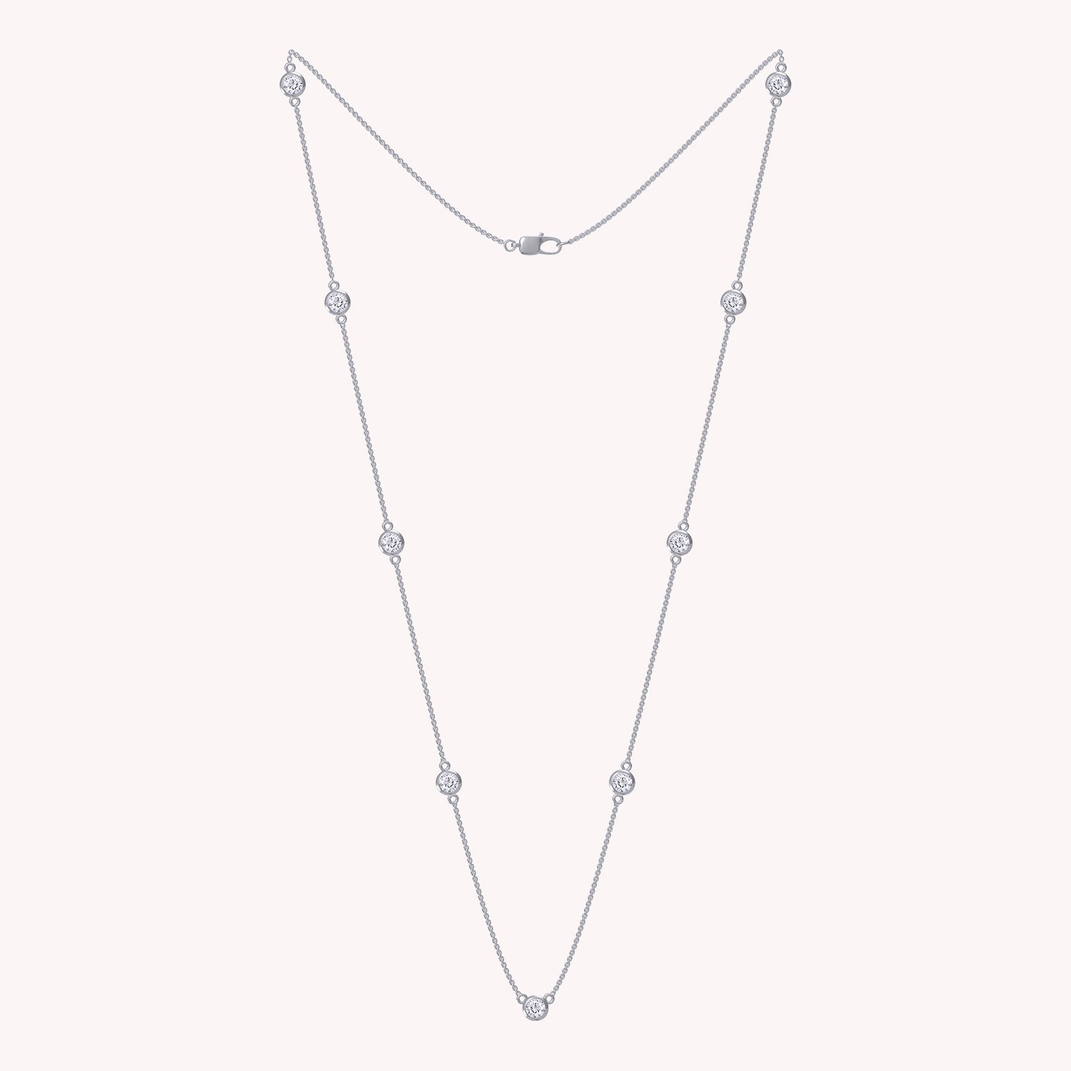 Lab Grown Diamond Bezel Set Yard Station Chain Necklace