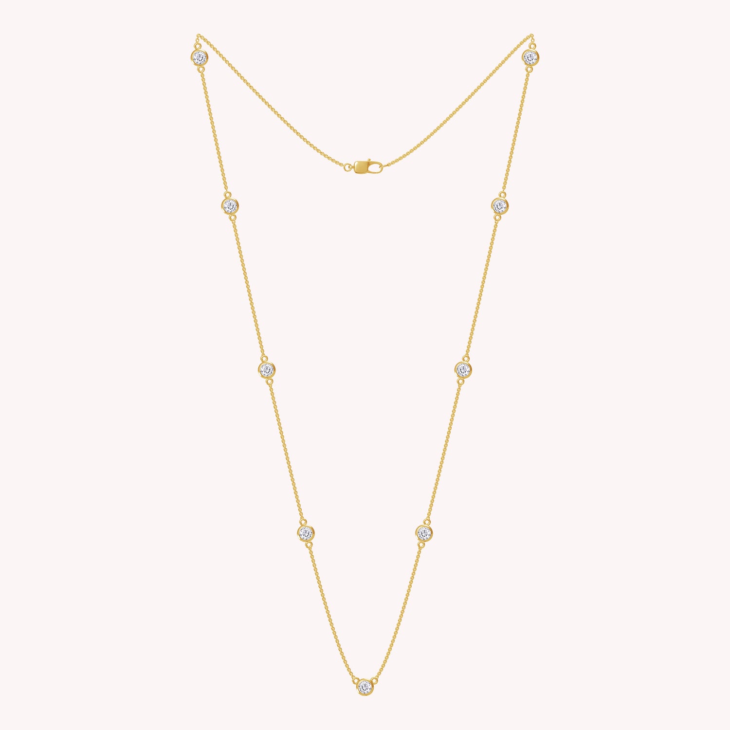 Lab Grown Diamond Bezel Set Yard Station Chain Necklace