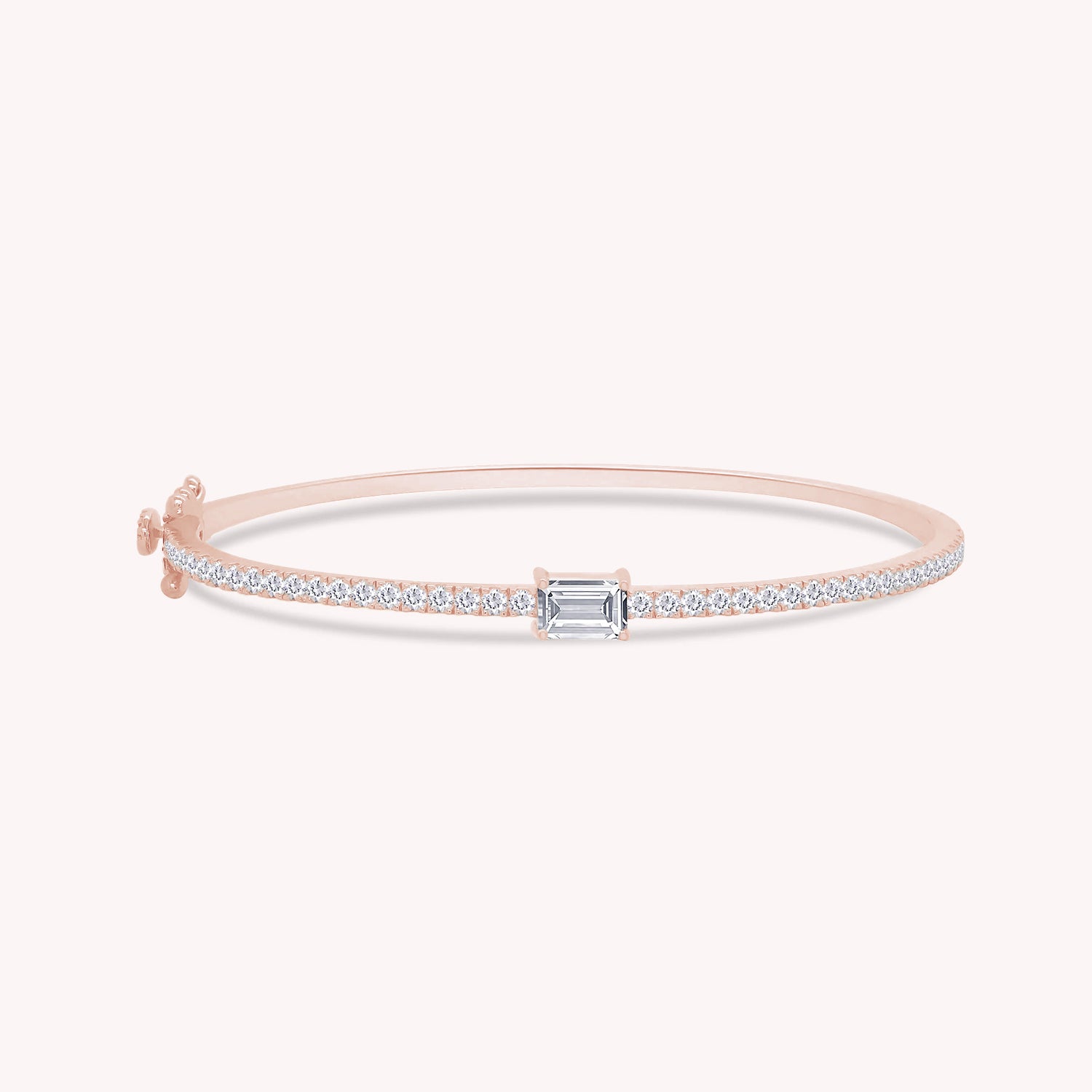 Emerald & Round White Cubic Zirconia Tennis Bangle Bracelet